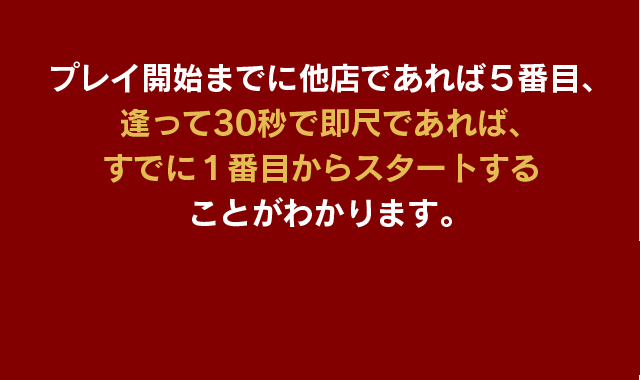 プレイ開始までに他店であれば5番目、逢って30秒で即尺であればすでに1番目からスタートすることがわかります。