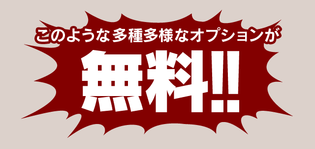 このような多種多様なオプションが無料!!